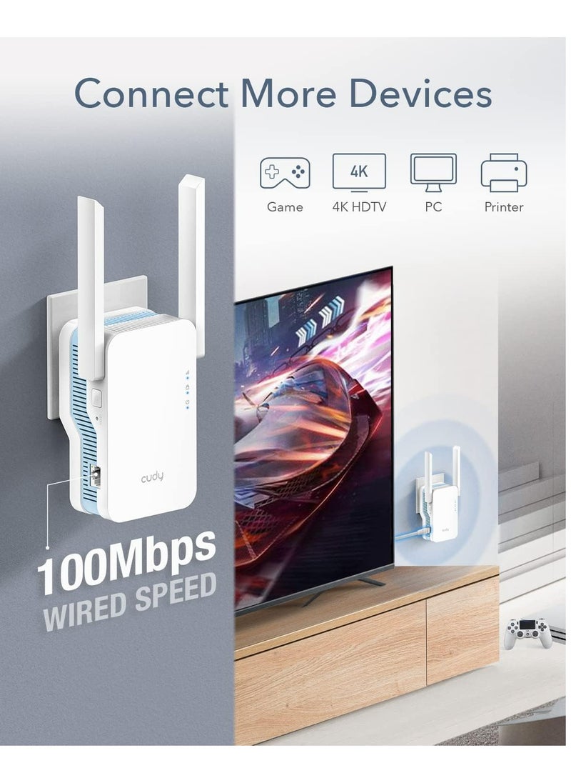 cudy - Cudy New AC1200 Mesh WiFi Extender, Up to 1200Mbps Dual Band WiFi Range Extender, WiFi Booster, 2.4GHz, 5GHz, Long Range, AP Mode, WPS, RE1200 - Image 1