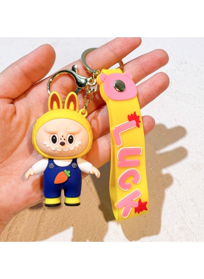 Aramu labubu Key chains, cartoon bucktoothed dolls, schoolbags, pendants, car key chains, small gifts - Image 1