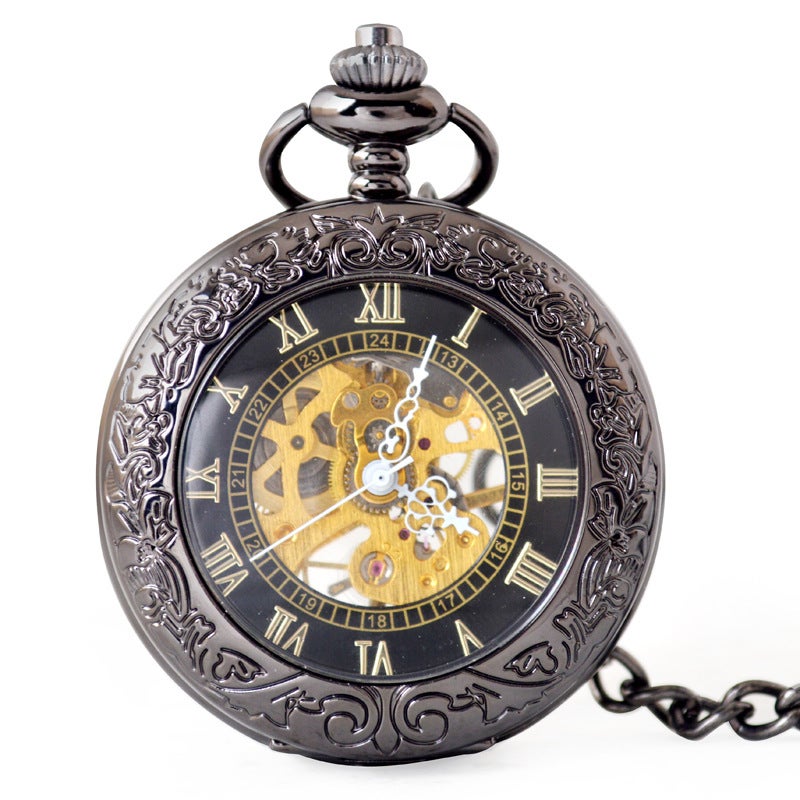 Boshiya Mechanical Pocket Watch Transparent Glass Flip Mechanical Pocket Watch Unisex Leisure Mechanical Chain Watch - Image 2