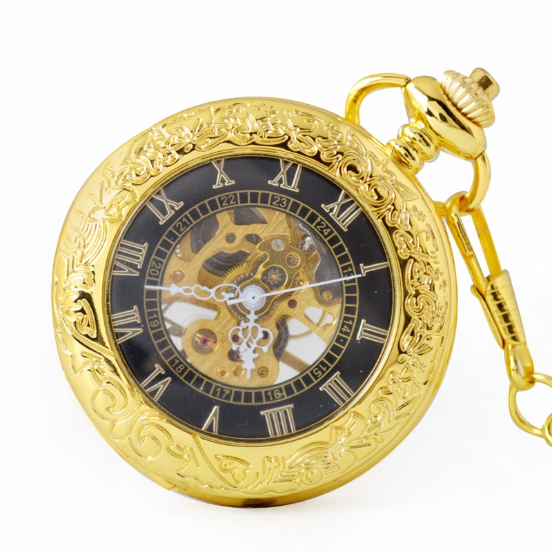 Boshiya Mechanical Pocket Watch Transparent Glass Flip Mechanical Pocket Watch Unisex Leisure Mechanical Chain Watch - Image 5