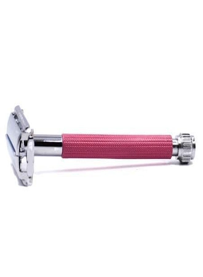 Parker Safety Razor Parker 29L Pink, Long Handle Butterfly Open Double Edge Safety Razor for Women, 5 Parker Premium Platinum Double Edge Razor Blades Included - Image 4