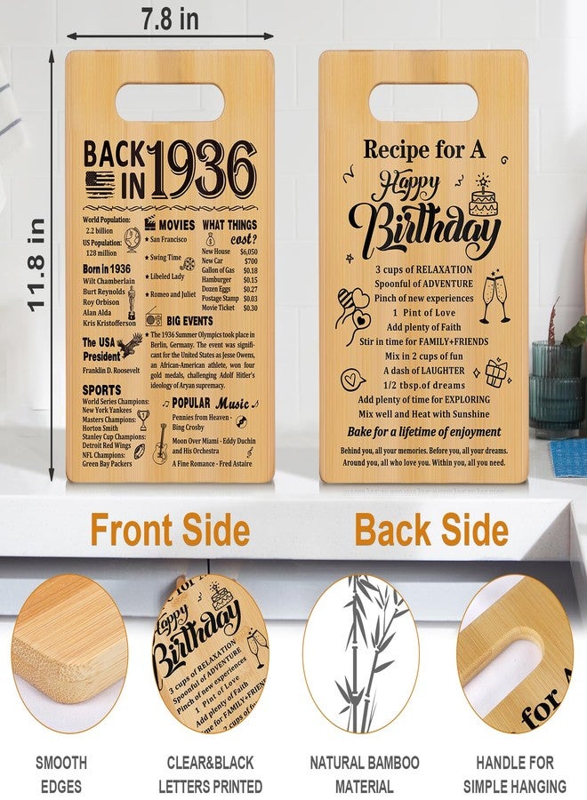 YeohJoy 90th Birthday Gifts for Women Men,Back In 1936&Recipe for A Happy Birthday Double sided Cutting Board present for Her Him,90th Bday gift ideas,cool presents for 90 year old woman - Image 2