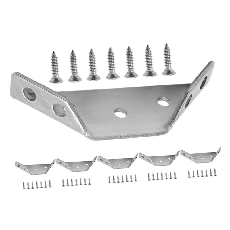 6 Sets Silver Stainless Steel Furniture Corner Braces Shelf Brackets Wood Frame Support - Image 2