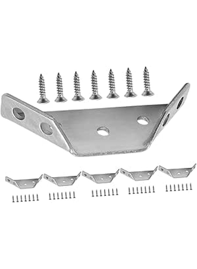 6 Sets Silver Stainless Steel Furniture Corner Braces Shelf Brackets Wood Frame Support - Image 1
