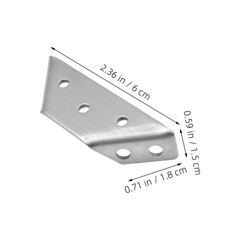 6 Sets Silver Stainless Steel Furniture Corner Braces Shelf Brackets Wood Frame Support - Image 3