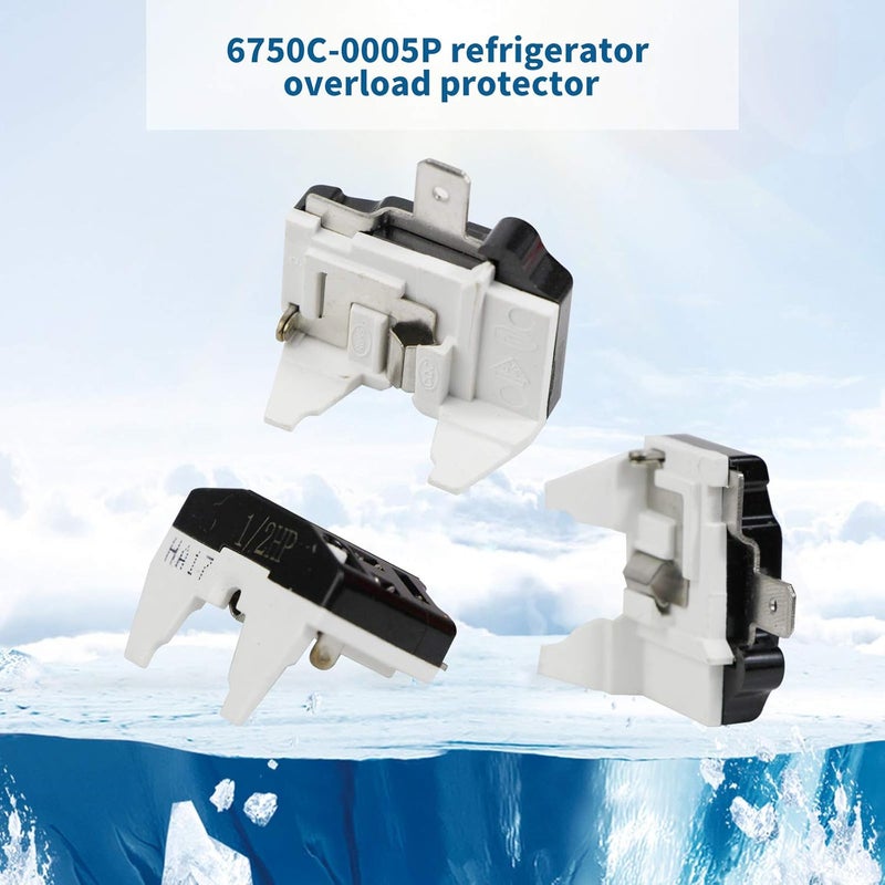 Wehhbtye 4 PCS 1 Pin Refrigerator Starter Relay QP2-4.7/4r7 and 6750C-0005P Overload Protector - Compatible With LG Compressor and Freezers - Image 4