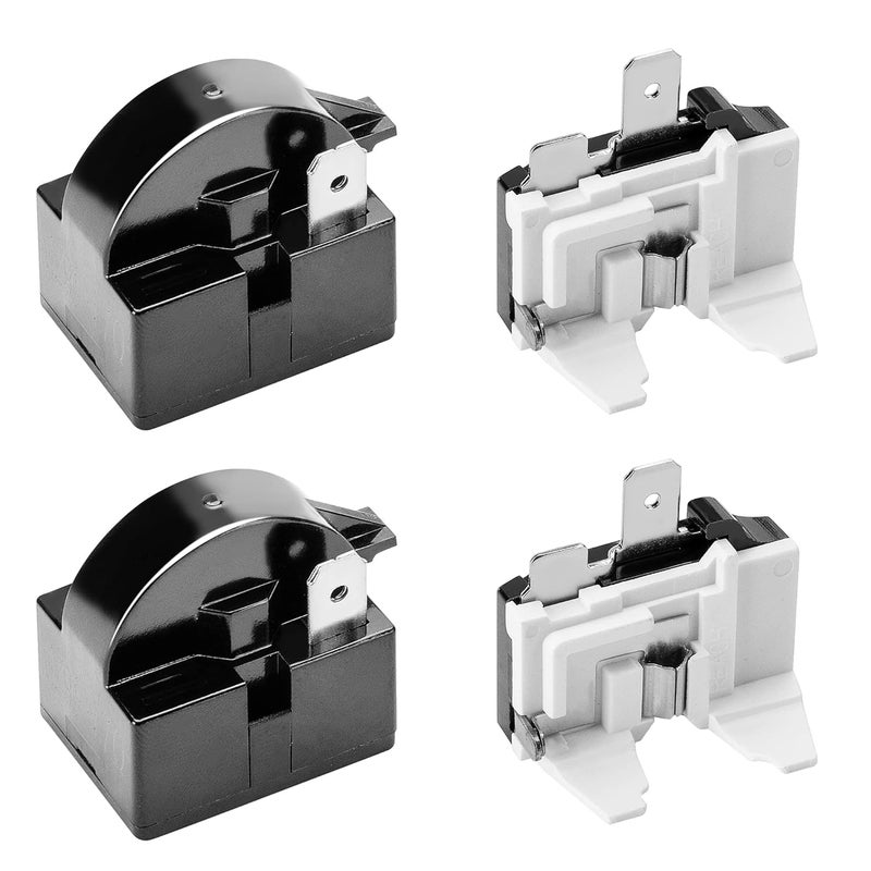 Wehhbtye 4 PCS 1 Pin Refrigerator Starter Relay QP2-4.7/4r7 and 6750C-0005P Overload Protector - Compatible With LG Compressor and Freezers - Image 1