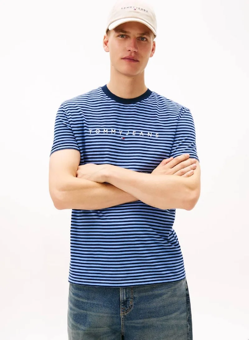 Linear Logo Stripe Crew Neck T-Shirt