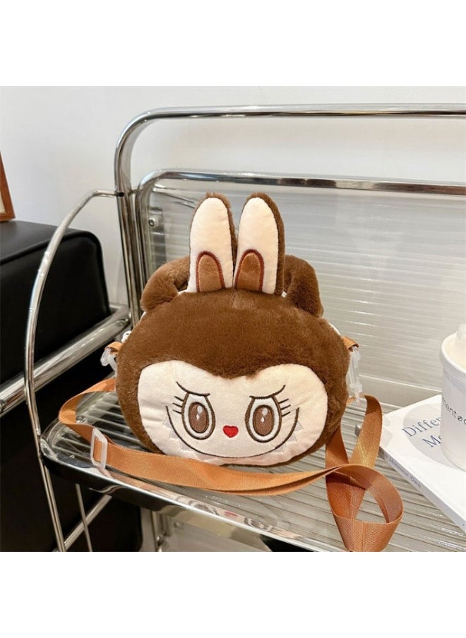 LABUBU New Brown LABUBU Doll Crossbody Bag Handbag Plush Bag Children's Decorative Bag  - Image 1