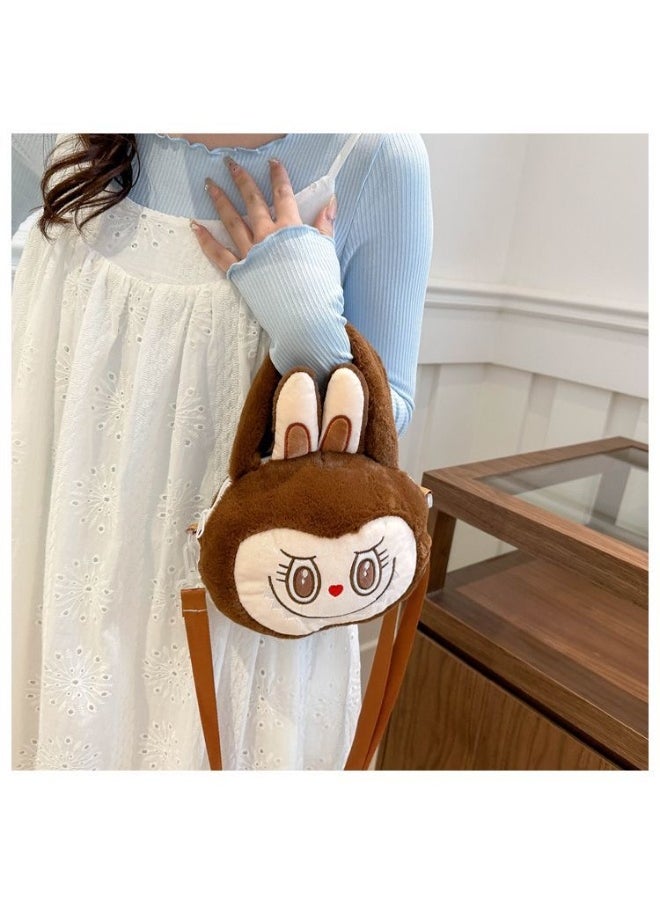 LABUBU New Brown LABUBU Doll Crossbody Bag Handbag Plush Bag Children's Decorative Bag  - Image 3