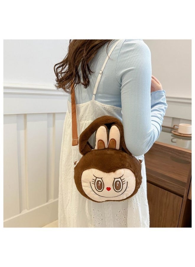 LABUBU New Brown LABUBU Doll Crossbody Bag Handbag Plush Bag Children's Decorative Bag  - Image 2