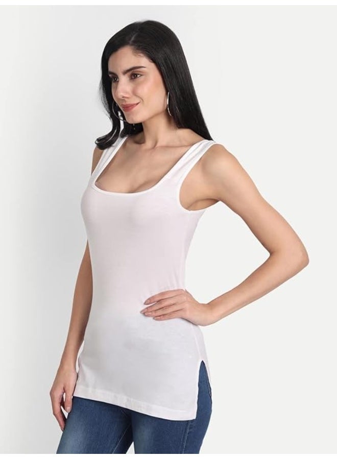 Aimly Women's Sleeveless Cotton Camisole Slip Spaghetti Combo Pack of 3, Contains 2 White and 1 Beige Color - Image 4