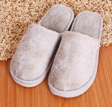 Winter Couple Plush Warm Home Slippers Cotton EVA purple female  - Image 3
