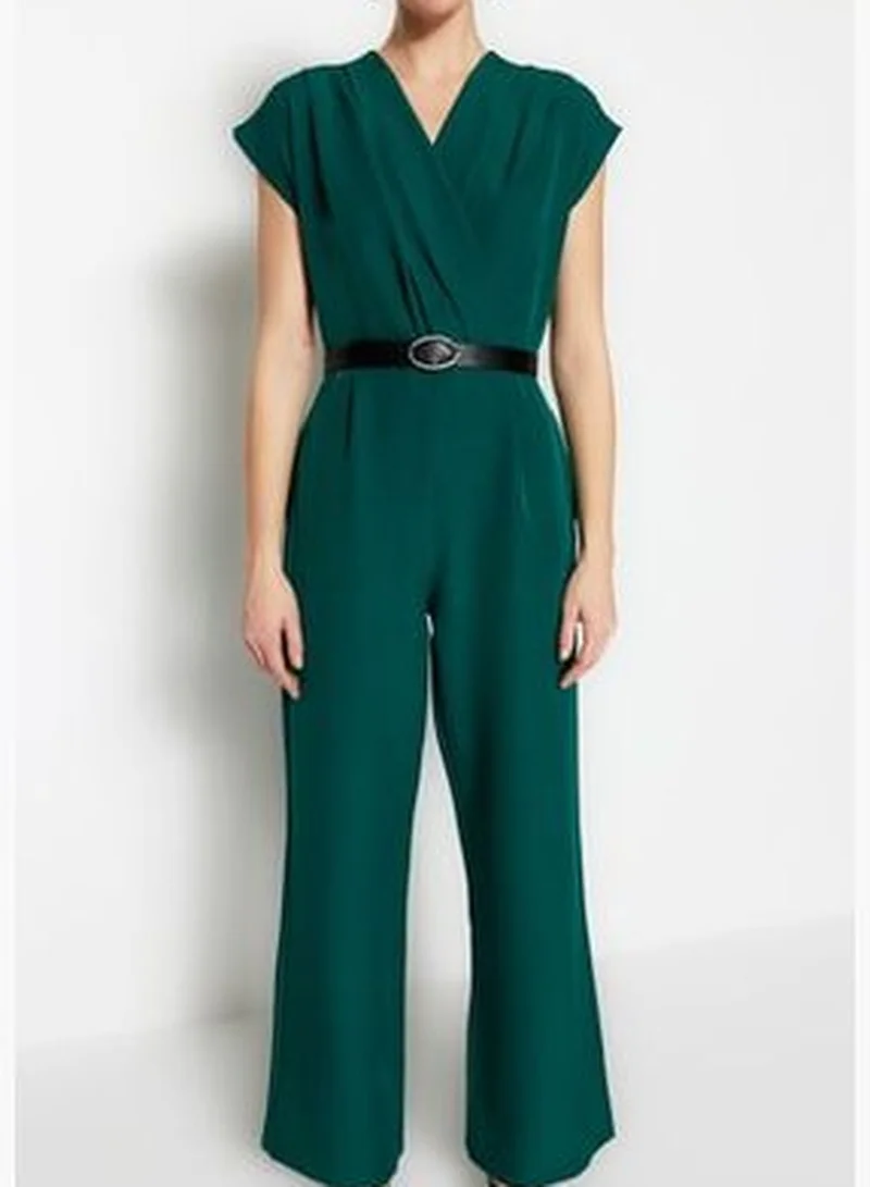 trendyol Emerald Green Woven Jumpsuit With A Belt TWOSS21TU0004