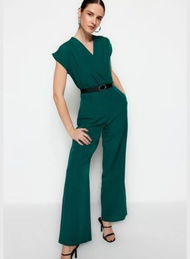 trendyol Emerald Green Woven Jumpsuit With A Belt TWOSS21TU0004