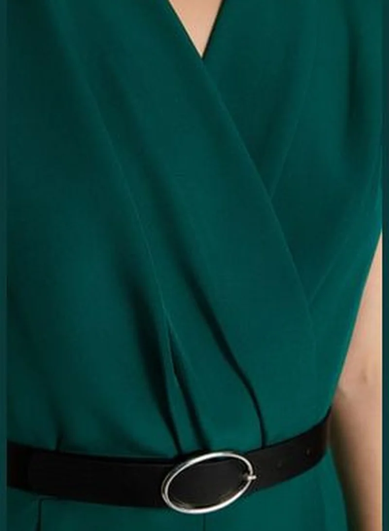 trendyol Emerald Green Woven Jumpsuit With A Belt TWOSS21TU0004