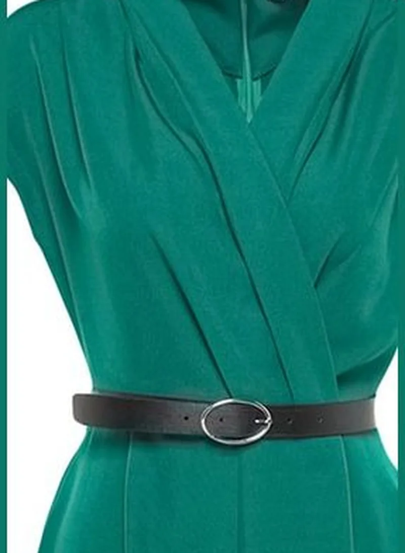 trendyol Emerald Green Woven Jumpsuit With A Belt TWOSS21TU0004