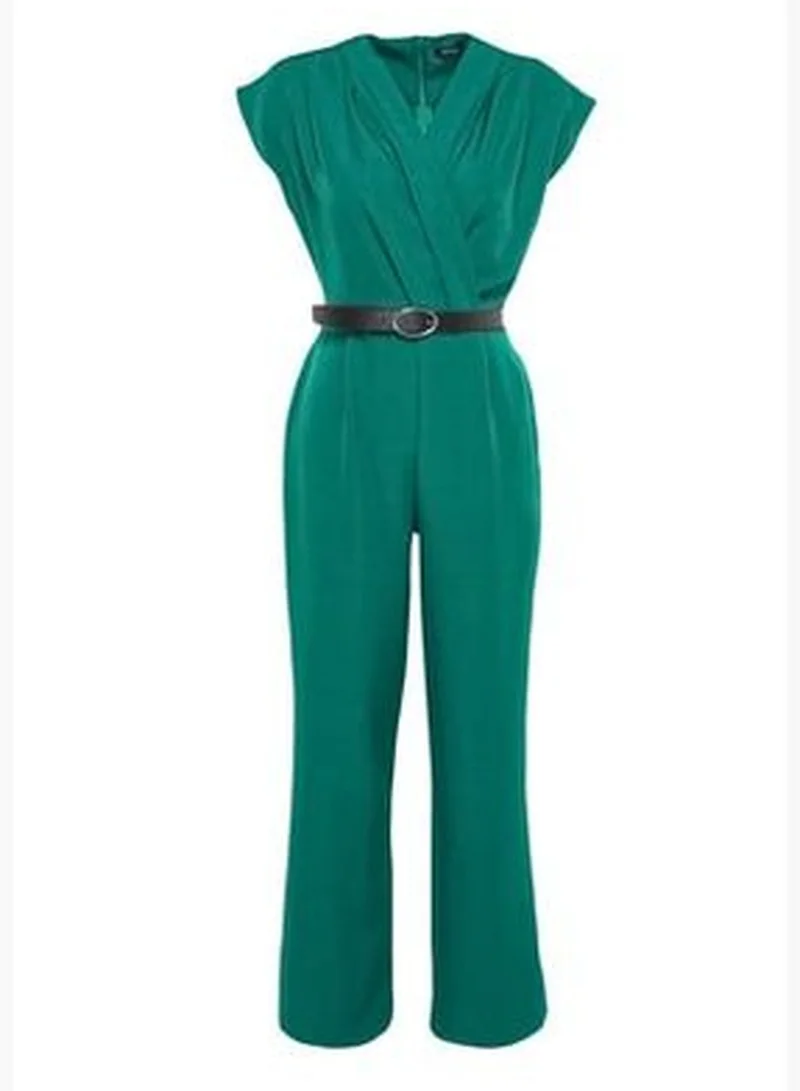 trendyol Emerald Green Woven Jumpsuit With A Belt TWOSS21TU0004