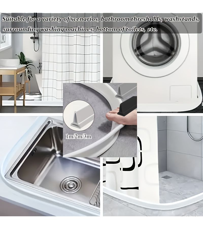 11811 Inch Foldable Bathroom Water Barrier Grey 3937 Inch Easy Install Floor Strip - Image 2
