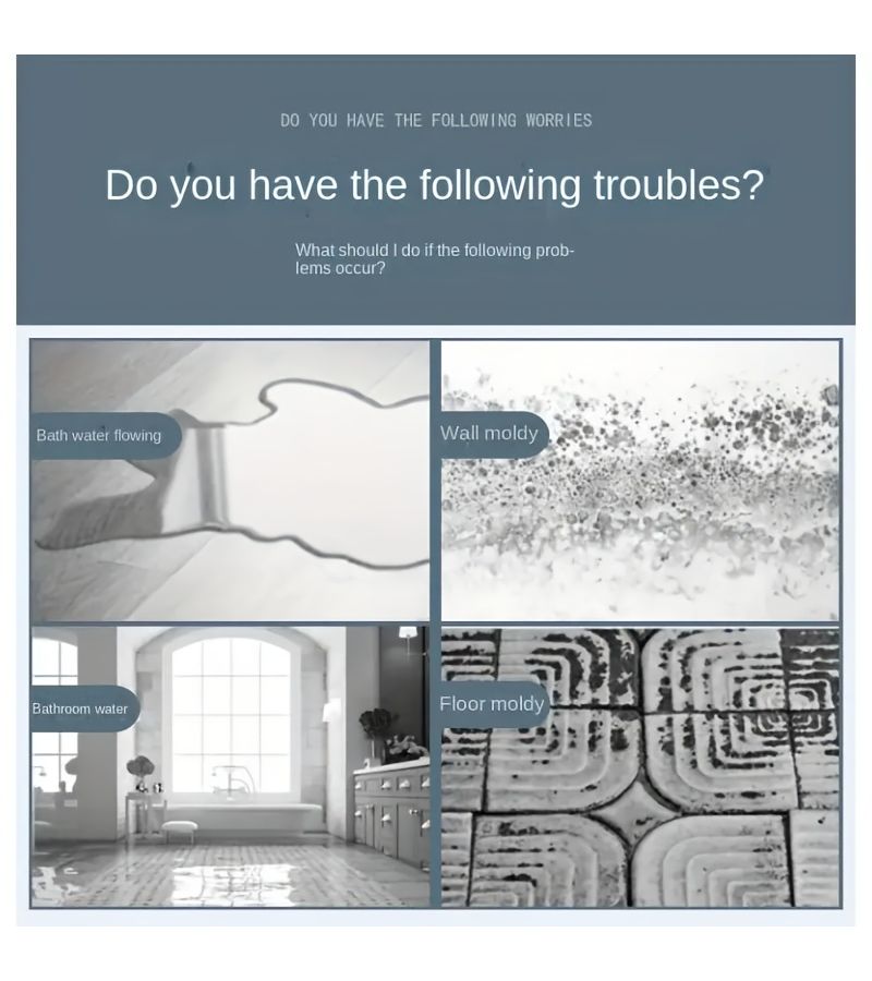 11811 Inch Foldable Bathroom Water Barrier Grey 3937 Inch Easy Install Floor Strip - Image 5