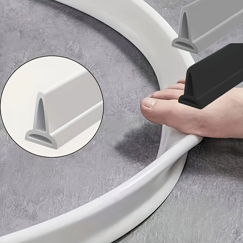 11811 Inch Foldable Bathroom Water Barrier Grey 3937 Inch Easy Install Floor Strip - Image 1