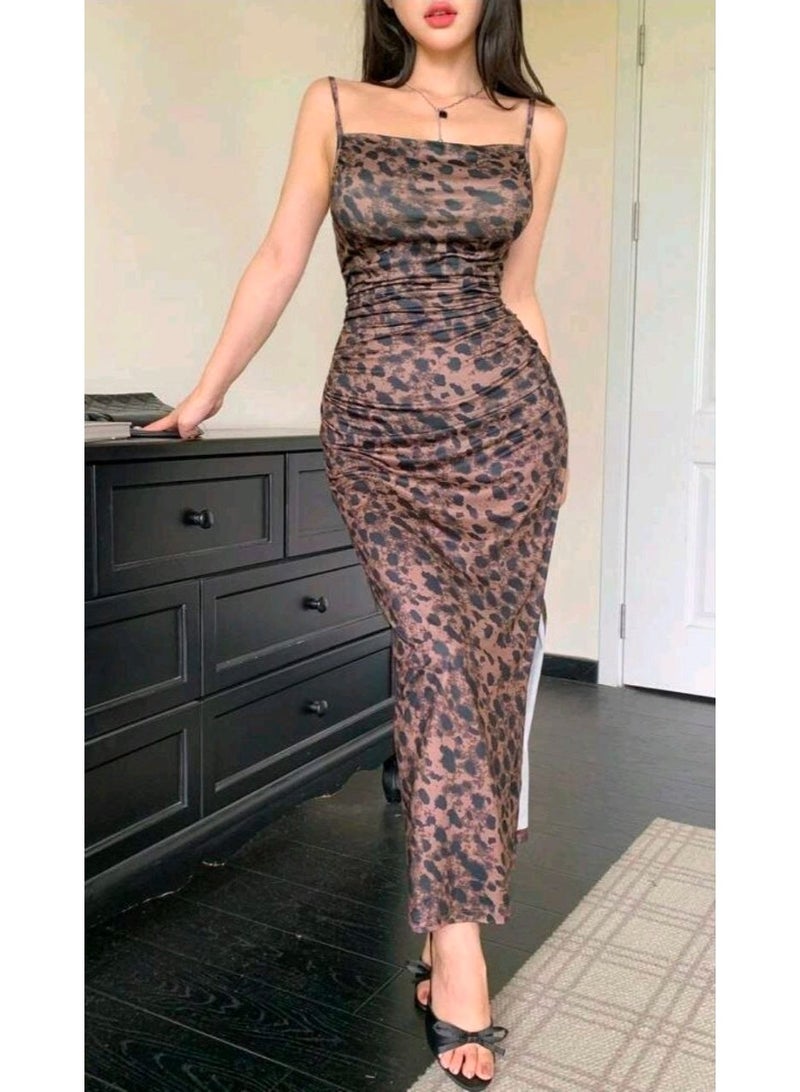 SHEIN DAZY Women's Leopard Print Mid-Length Slip Dress, Spring/Summer Maxi Dress - Image 5