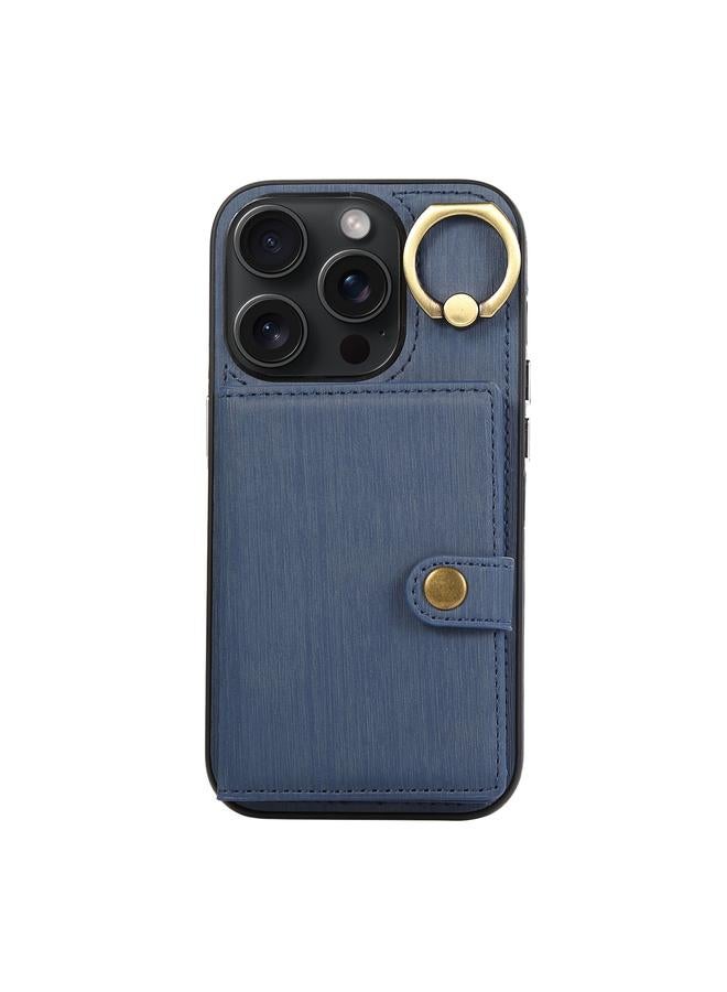 erorex Case For iPhone 15 Pro Max Brushed Texture Wallet Ring Holder Phone Case - Image 1