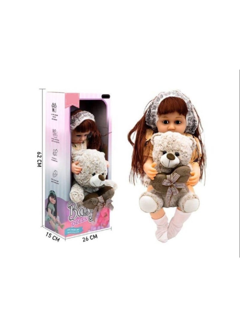 Large baby doll with a teddy bear - Image 2