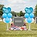 LaRandom 2 Sets Happy Birthday in Heaven Decoration Kit Include 2 Pcs Heartshaped Balloon and Stands 12 Pcs Latex Balloons for Cemetery Memory Life Funeral Condolence Anniversary Decor BlueWhite - Image 2