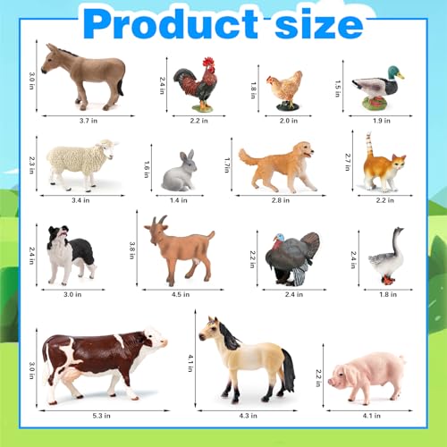 EOIVSH 15pcs Farm Animal Toys for 3 4 5 6 7 Years Old Toddlers Girls Boys Plastic Toy Farm Animal Figurines Playset with Cow Horse Dog Cat and etc Educational Learning Toys Birthday Easter Gifts - Image 4