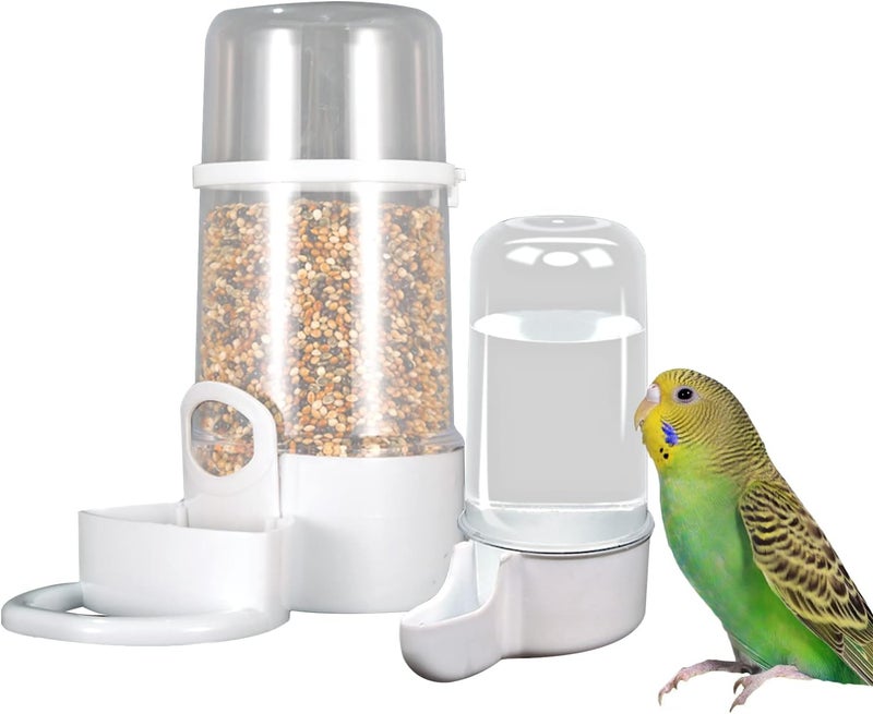 Yamibobo 2Pcs/Set Automatic Bird Cage Feeder Bird Food Feeder Water Bottle with Clip Parakeet Food Dispenser for Cage Bottle Cup Bowls for Pet Parrot Cage - Image 1