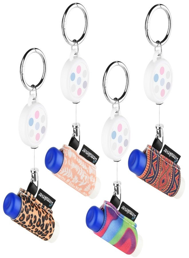 Homakover 4 Pack Retractable Lip Balm Holder Keychain with Clip, Lipstick Holder Lip Gloss Holder Keychain Tight-Knit Elastic Lipstick Sleeve Pouch Single Clip for Convenience, Retract Extension 24" - Image 1