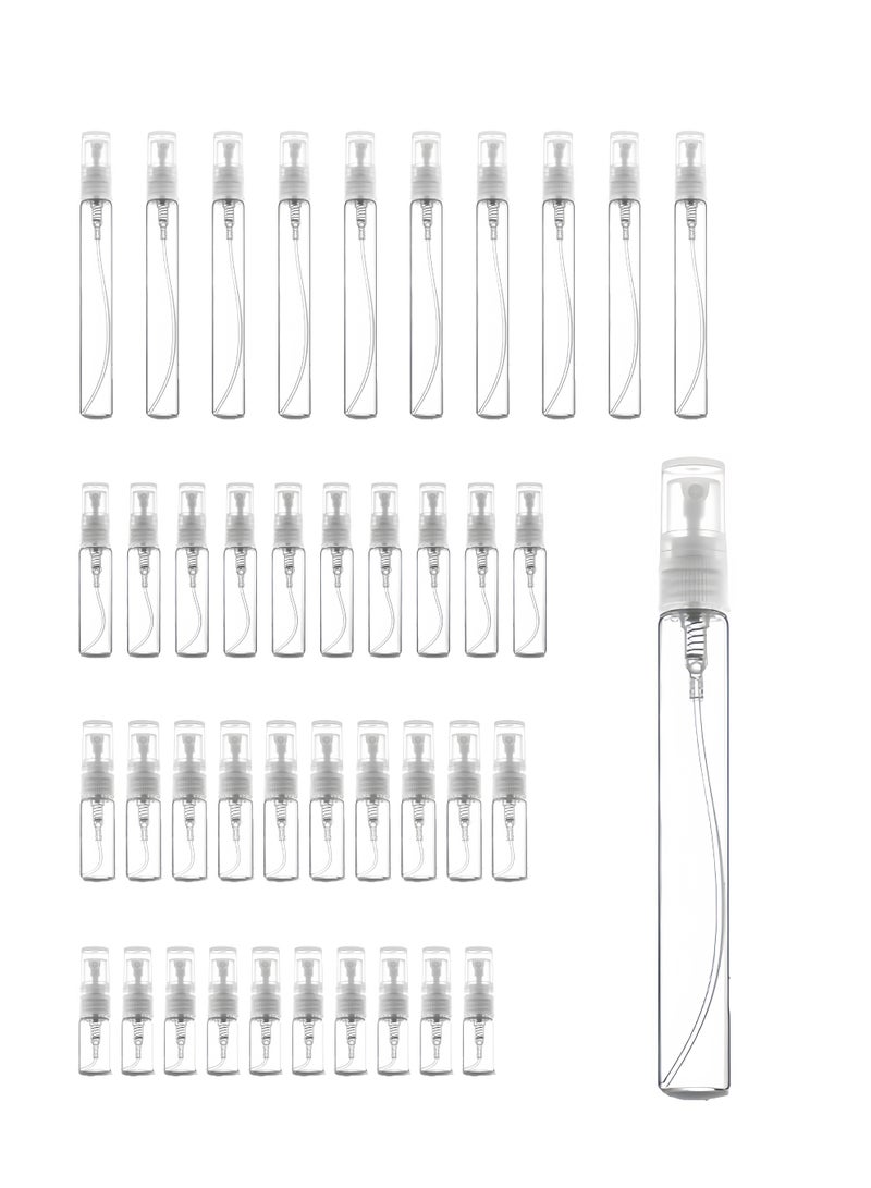 40 Pack Clear Glass Spray Bottles Set - 2ml, 3ml, 5ml, 10ml (10pcs Each) - Refillable Mini Fine Mist Sprayers for Perfume, Essential Oils, Travel & Cosmetics - Image 1