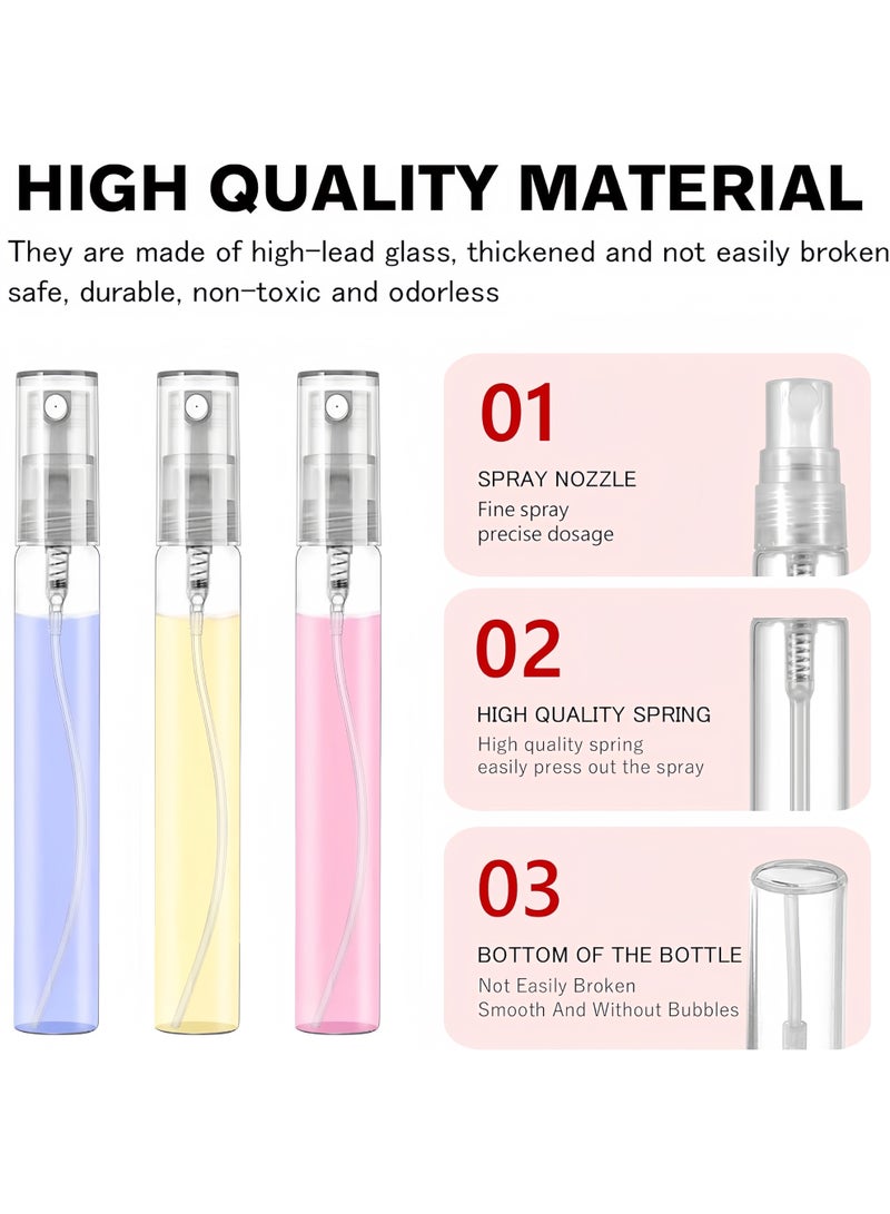 40 Pack Clear Glass Spray Bottles Set - 2ml, 3ml, 5ml, 10ml (10pcs Each) - Refillable Mini Fine Mist Sprayers for Perfume, Essential Oils, Travel & Cosmetics - Image 3
