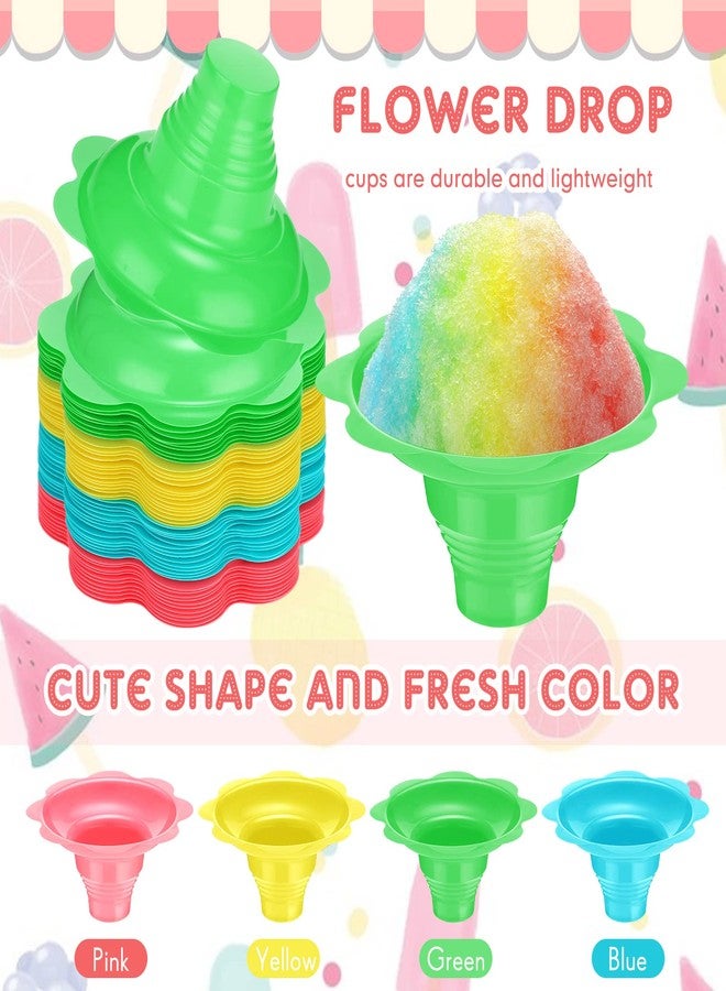 Eaasty 200 Pieces 4 oz Colorful Flower Shaved Ice Cups Plastic Snow Cone Cups Small Leak Proof Plastic Slush Snack Ice Cream Bowls - Image 5