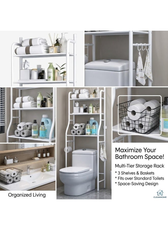 3-Tier Over-the-Toilet Storage Rack, White - Image 2