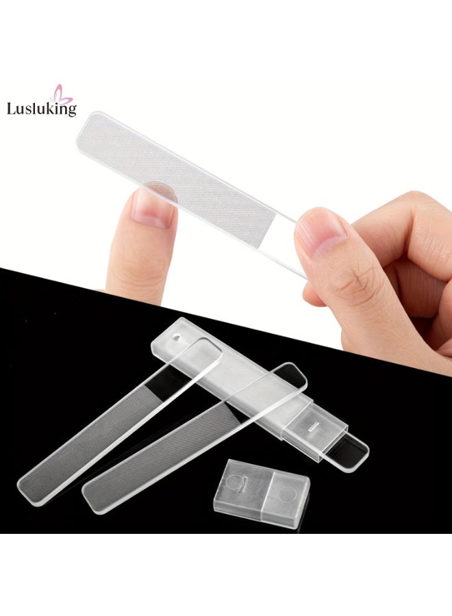 Rozino 3 Pcs Glass Nail File and Buffer Set with Storage Box for Natural Nails - Image 2