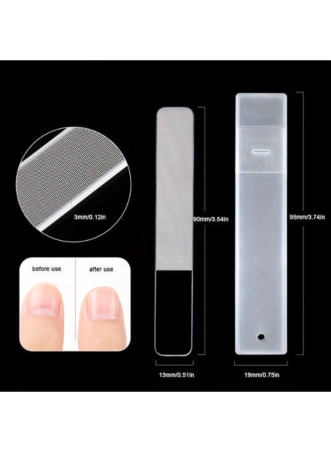 Rozino 3 Pcs Glass Nail File and Buffer Set with Storage Box for Natural Nails - Image 1