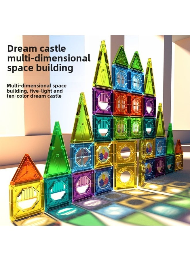 Color Window Magnetic Sheet Magnetic Building Blocks DIY Variety Toys Assembling Children Slide Ball Large Track Splicing-Color:[Magnetic Sheet Pipe] 69PCs + Storage Box - Image 3