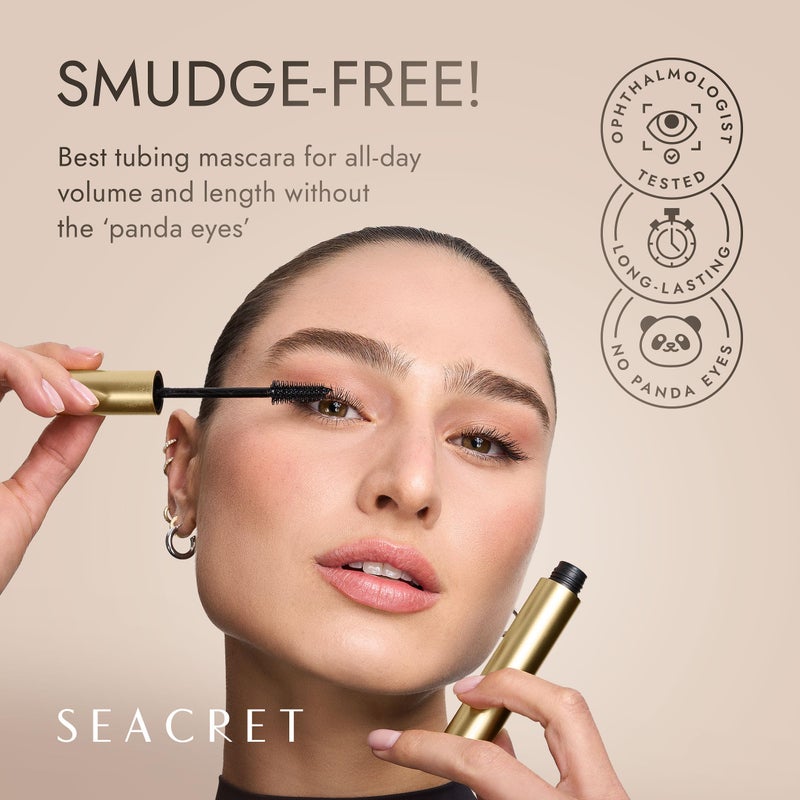 SEACRET Minerals Volume Length Tubing Mascara Black, Tubing Mascara for Thickening, Volumizing, & Non-Smudge Wear, Cone Brush, 0.28 OZ / 8 g - Image 3