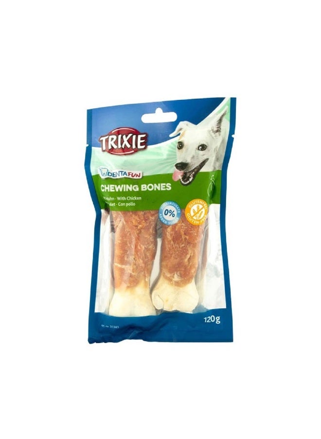 Trixie Denta Fun Chicken Chewing Bones Dog Treats - 120g