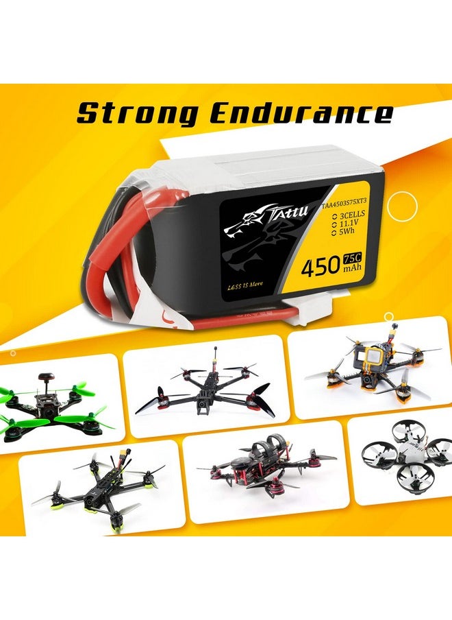 TATTU - 11.1V 3S 450Mah 75C Lipo Battery Pack With Xt30 Plug For Multirotor Fpv 90 To 150 Size - Image 1