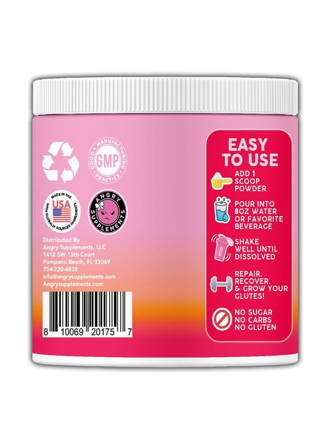 Angry Supplements Women's Creatine Monohydrate Powder Glute Builder, 5g Vegan Creatina w. Collagen, Glutamine, BCAAs & Hydration Blend for Recovery, Energy, Pump, Muscle Support, Drink Mix, Unflavored (125g, 1-Pack) - Image 2