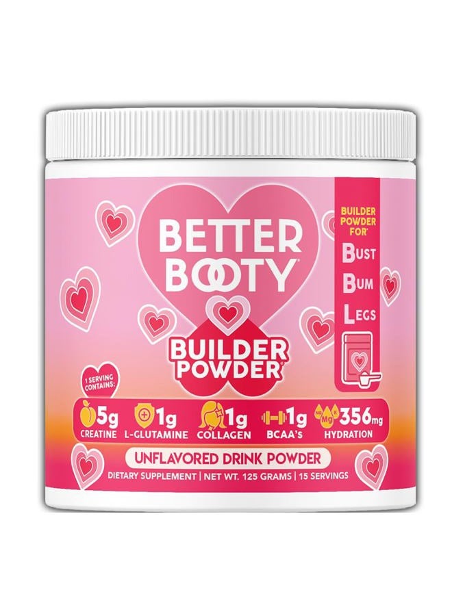 Angry Supplements Women's Creatine Monohydrate Powder Glute Builder, 5g Vegan Creatina w. Collagen, Glutamine, BCAAs & Hydration Blend for Recovery, Energy, Pump, Muscle Support, Drink Mix, Unflavored (125g, 1-Pack) - Image 1