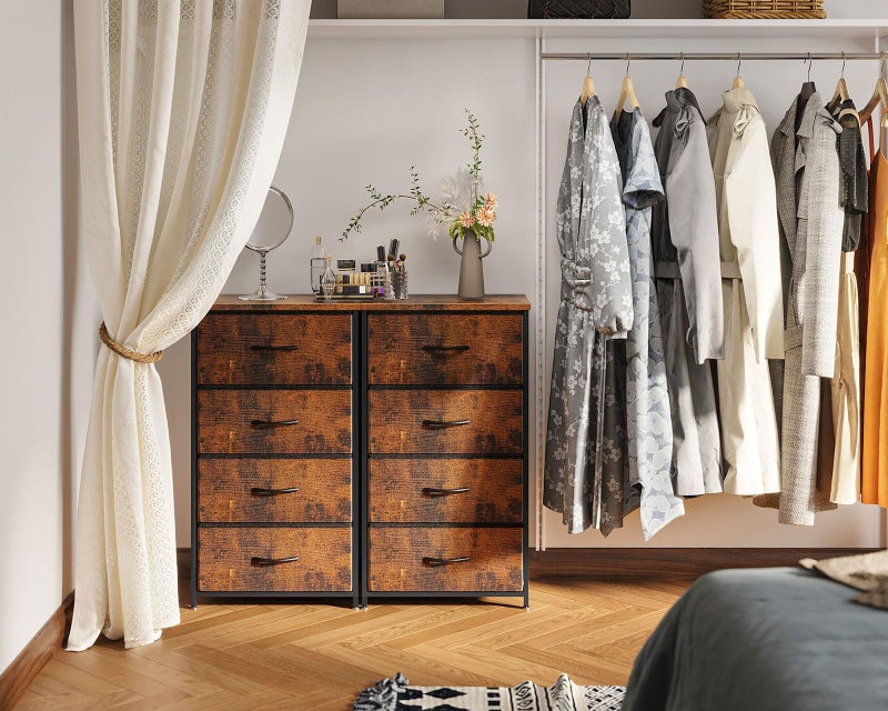 AODK Dresser for Bedroom with 4 Storage Drawers, Small Dressers Chest of Drawers Fabric Dressers with Sturdy Steel Frame, Dresser for Closet with Wood Top, Vintage - Image 5