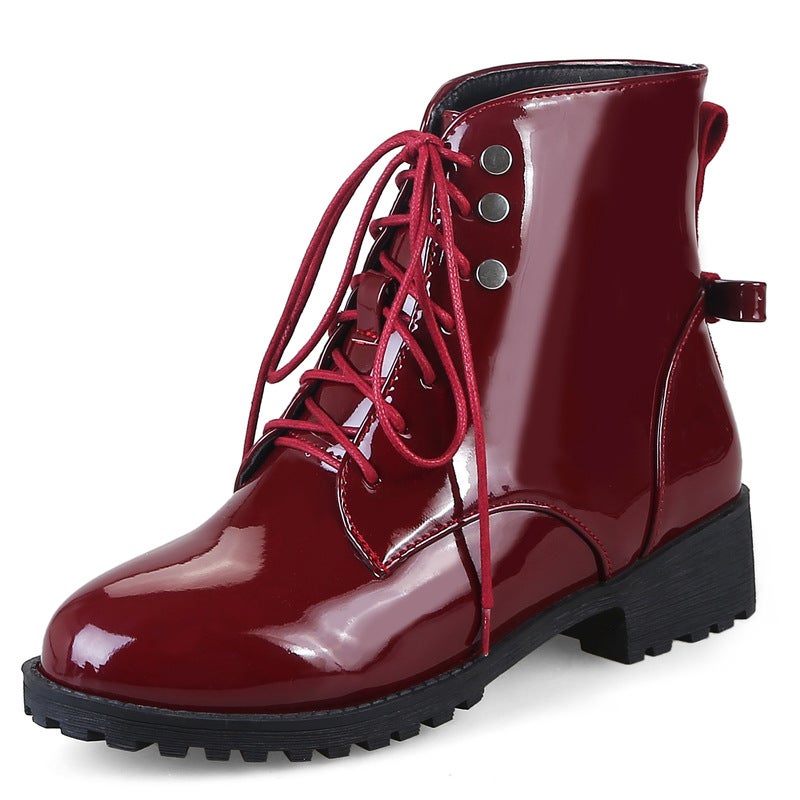 Autumn Front Lace-Up Mid-Heel Martin Boots Plus Size 40-43 44 45 46 Size Boots Women'S Boots - Image 4