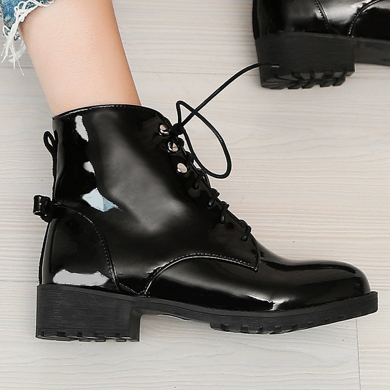 Autumn Front Lace-Up Mid-Heel Martin Boots Plus Size 40-43 44 45 46 Size Boots Women'S Boots - Image 1