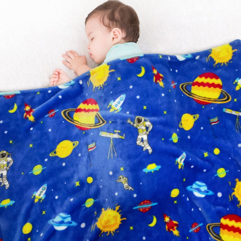Lukeight Toddler Blanket for Boys and Girls Plush and Thick Blanket Birthday Gifts for Toddler and Baby Space 30x40 Inches