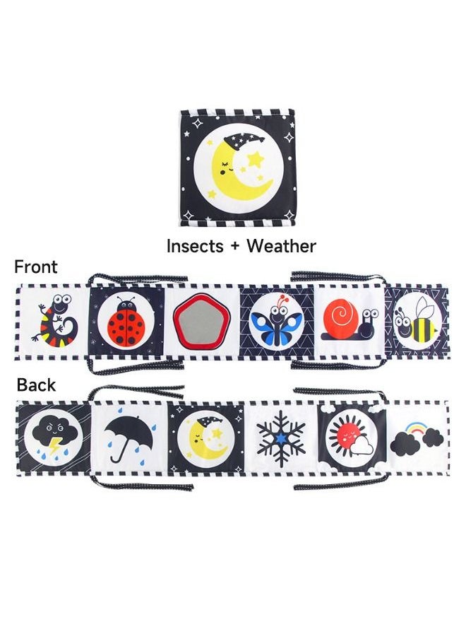 Coolplay - Nontoxic Fabric Cloth High Contrast Foldable Baby Early Educational Activity Cloth Soft Book Content Perfect for Infants Boys and Girls Early Education Includes Insects and Weather - Image 1
