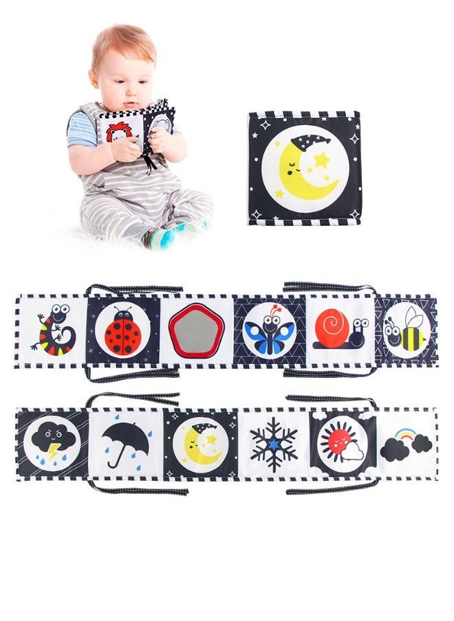 Coolplay - Nontoxic Fabric Cloth High Contrast Foldable Baby Early Educational Activity Cloth Soft Book Content Perfect for Infants Boys and Girls Early Education Includes Insects and Weather - Image 1